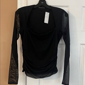 Abercrombie & Fitch Black Sheer Sleeve Blouse